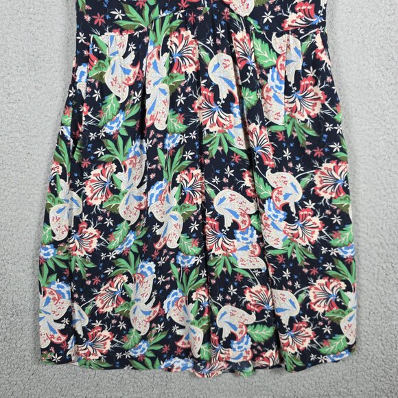 J. Crew Dress Sz 00 Dark Floral Button Up Fit & Flare V Neck Cottagecore Modest - Picture 3 of 14